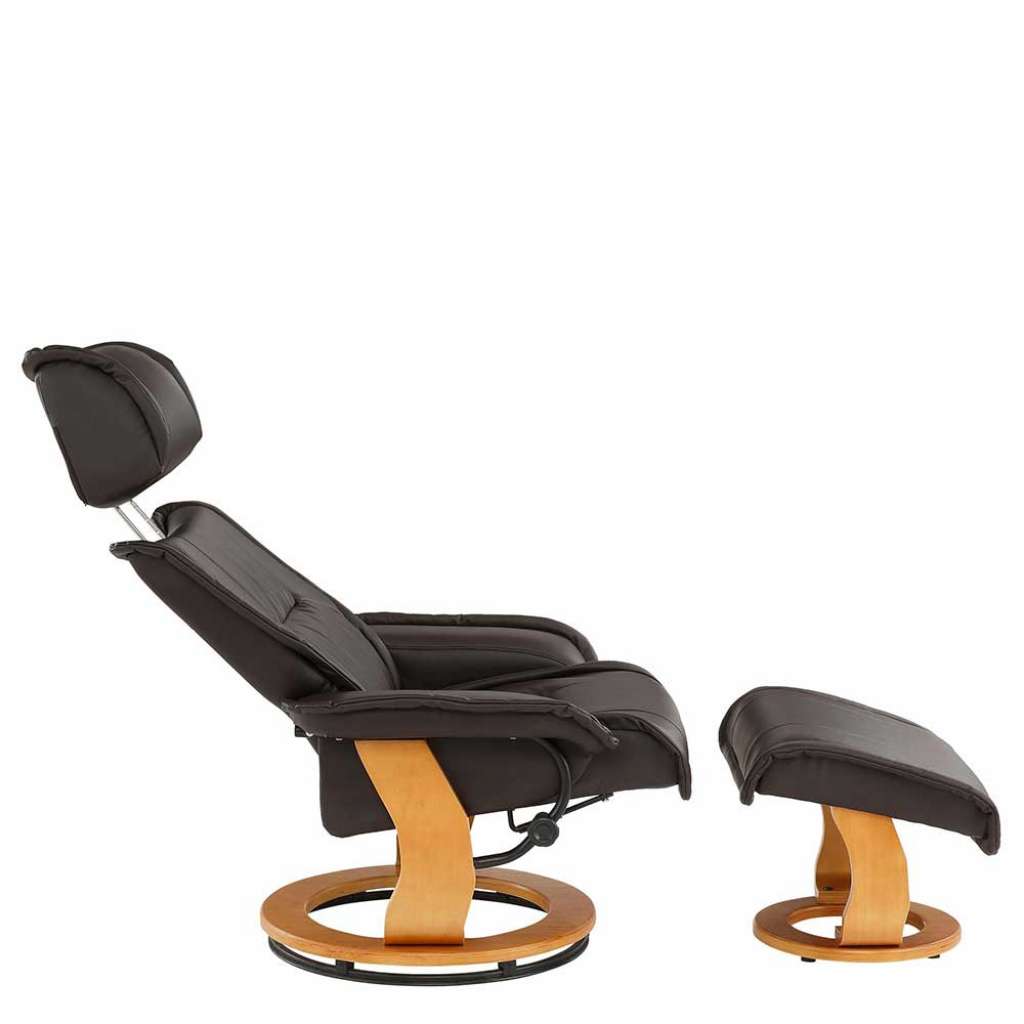 Relaxfernsehsessel in Schwarzbraun Kunstleder Fußhocker (2-teilig)