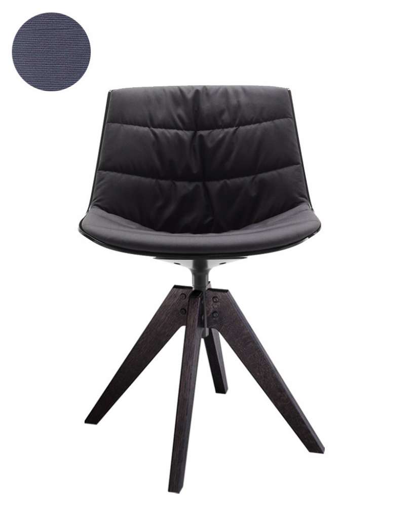 MDF Italia - Flow VN Drehstuhl gepolstert - Manila 770 taubengrau - Schale schwarz - Gestell Brauneiche - indoor