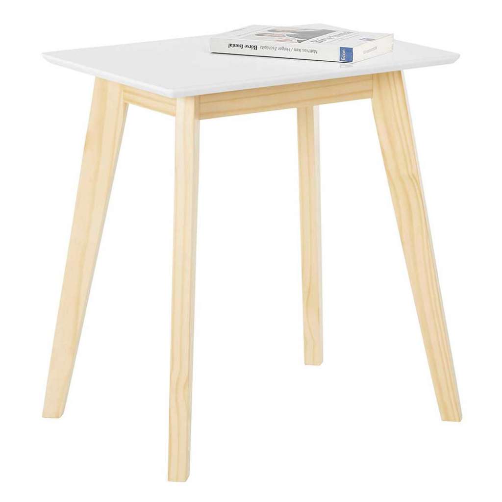 Beitisch in Weiß und Kiefer Skandi Design