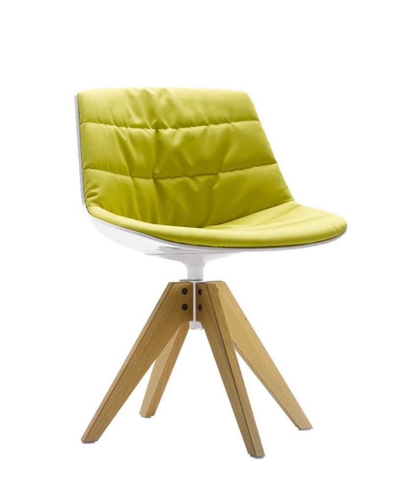 MDF Italia - Flow VN Drehstuhl gepolstert - Manila 432 limette - Schale weiß - Gestell Eiche natur - indoor
