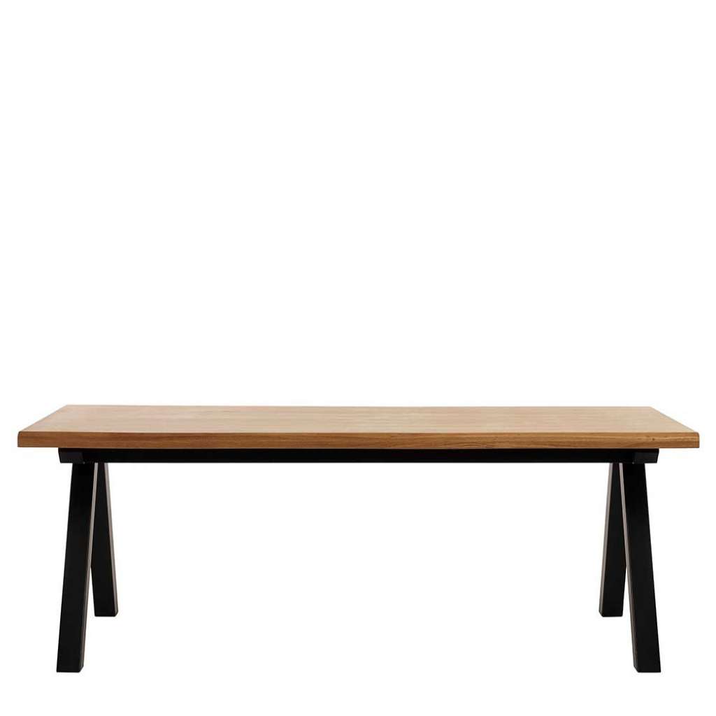 Esszimmer Tisch mit Wildeiche furniert V-Fußgestell in Schwarz