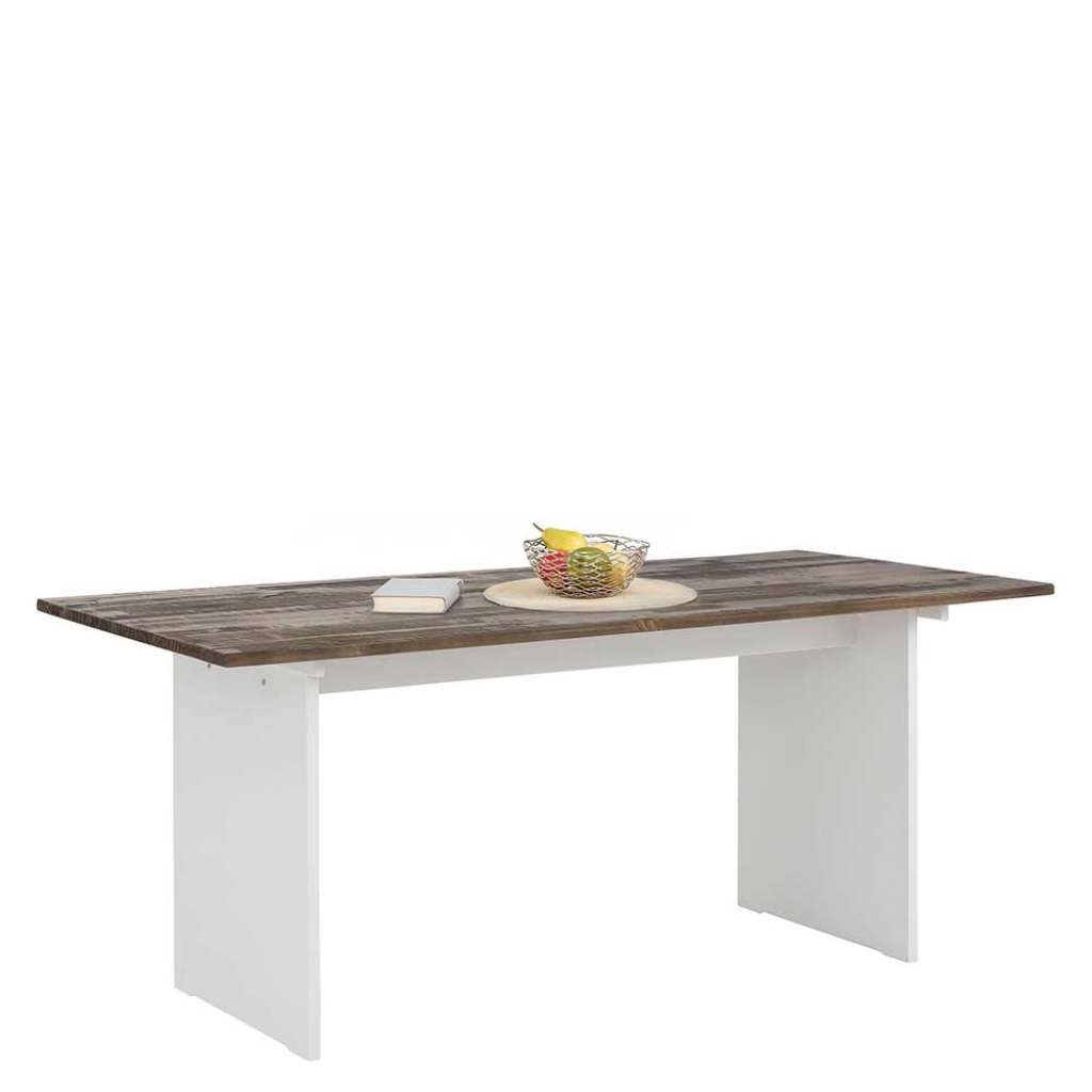 Küchentisch in Kiefer dunkel und Weiß Skandi Design