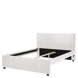 Bettgestell in Weiß Kunstleder modern