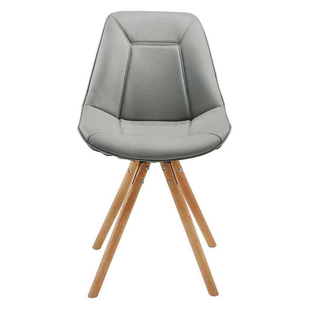 Polsterstühle in Grau Kunstleder Eiche Massivholzgestell (2er Set)