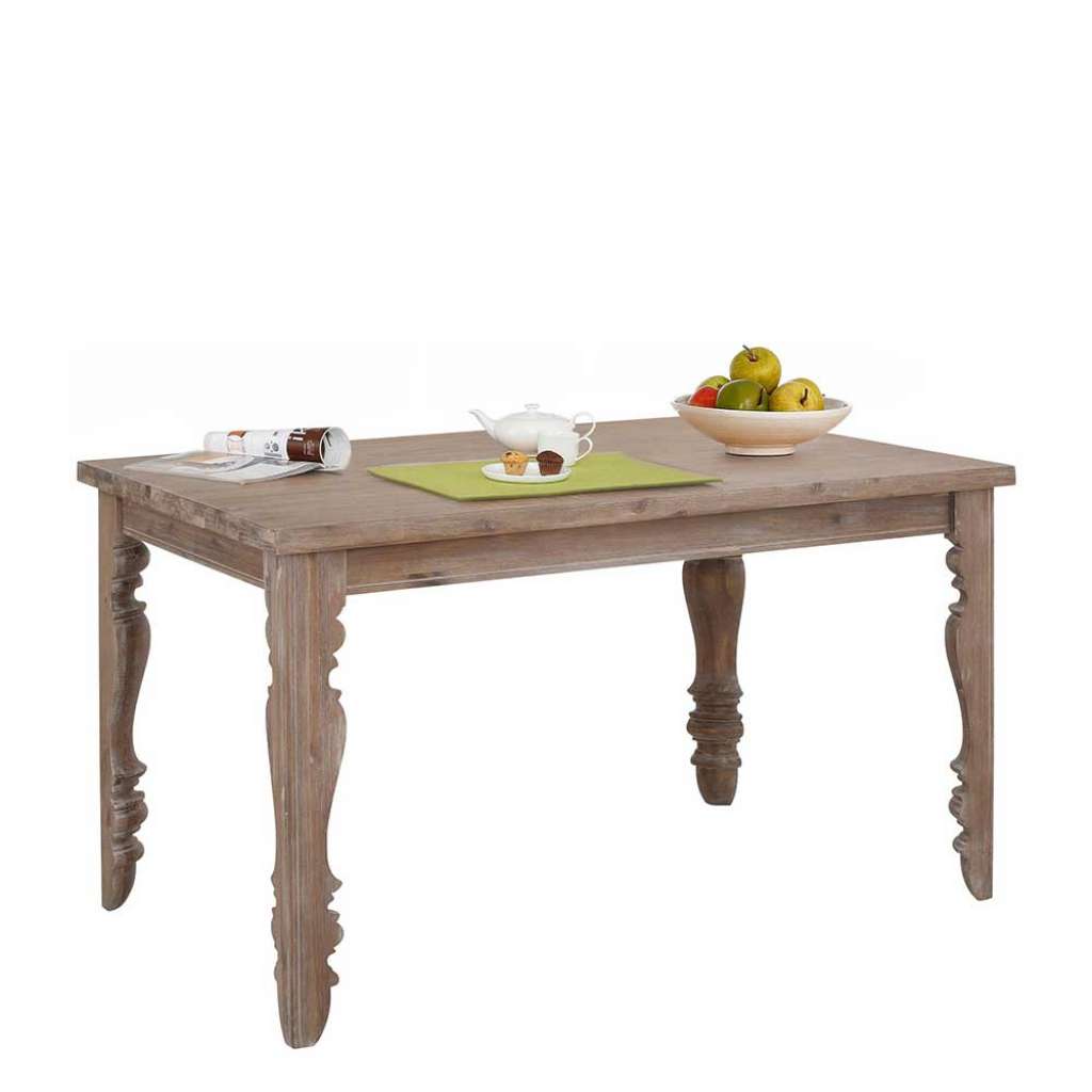 Esszimmertisch in Akazie White Wash massiv Vintage Design