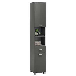 Bad Seitenschrank in Grau Hochglanz 30 cm breit