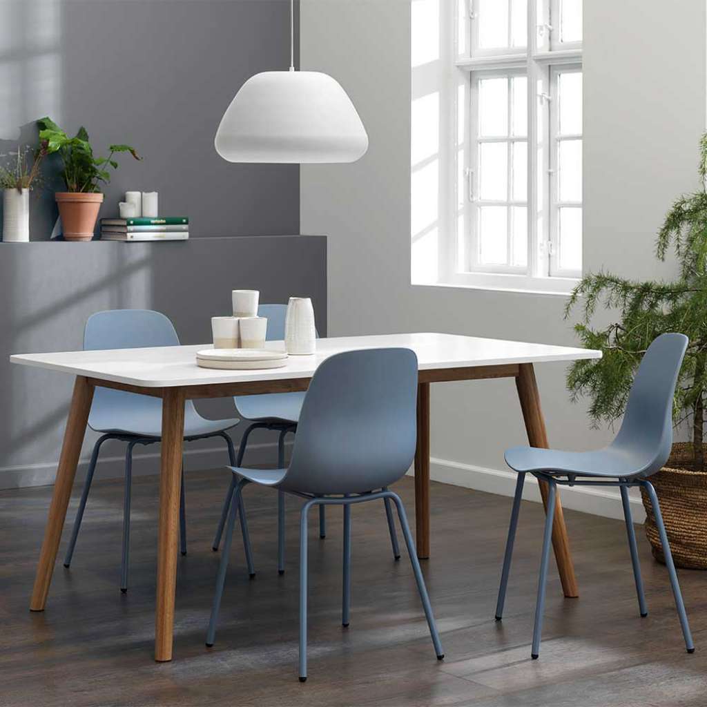 Esszimmer Sitzgruppe in Weiß und Blaugrau Skandi Design (5-teilig)