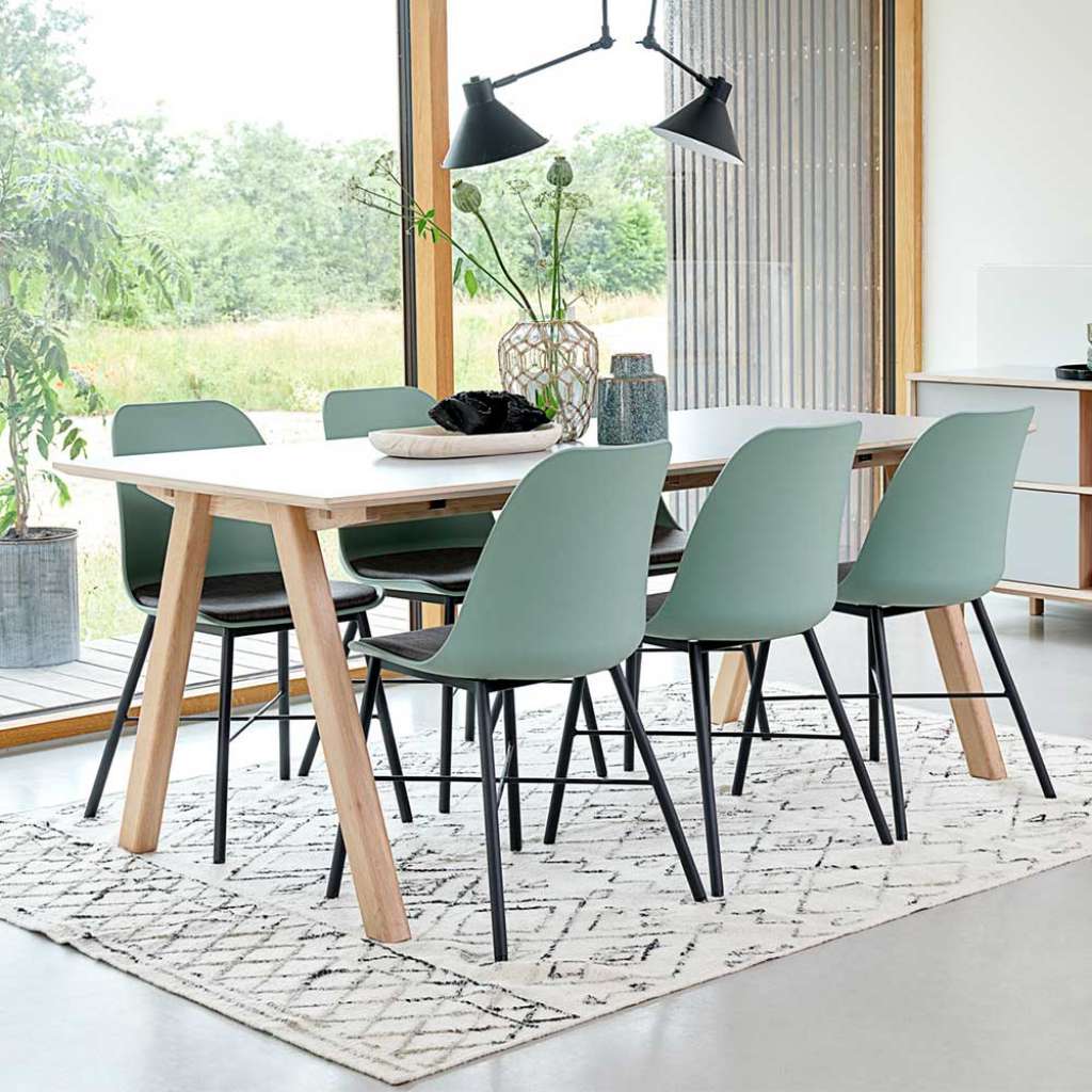 Tischgruppe in Mintgrün und Weiß Skandi Design (7-teilig)