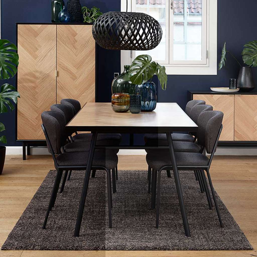Esszimmer Sitzgruppe in Grau und Eiche furniert modern (7-teilig)