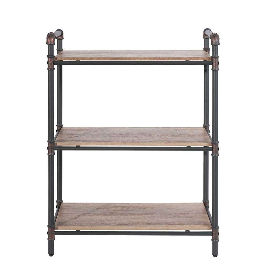 Industriedesign Regal in Schwarz und Holz verwitterter Optik 90 cm hoch