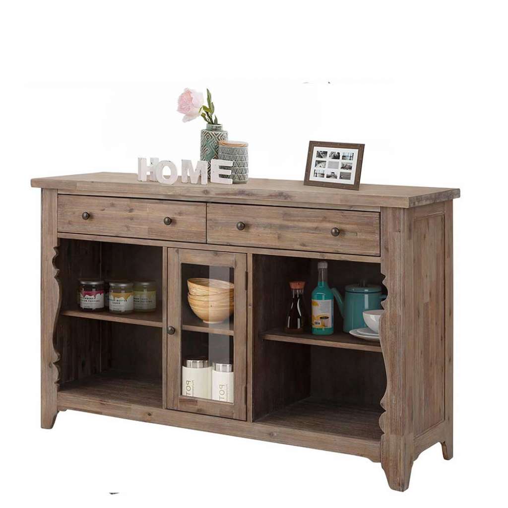 Esszimmersideboard in Akazie White Wash massiv Vintage Design