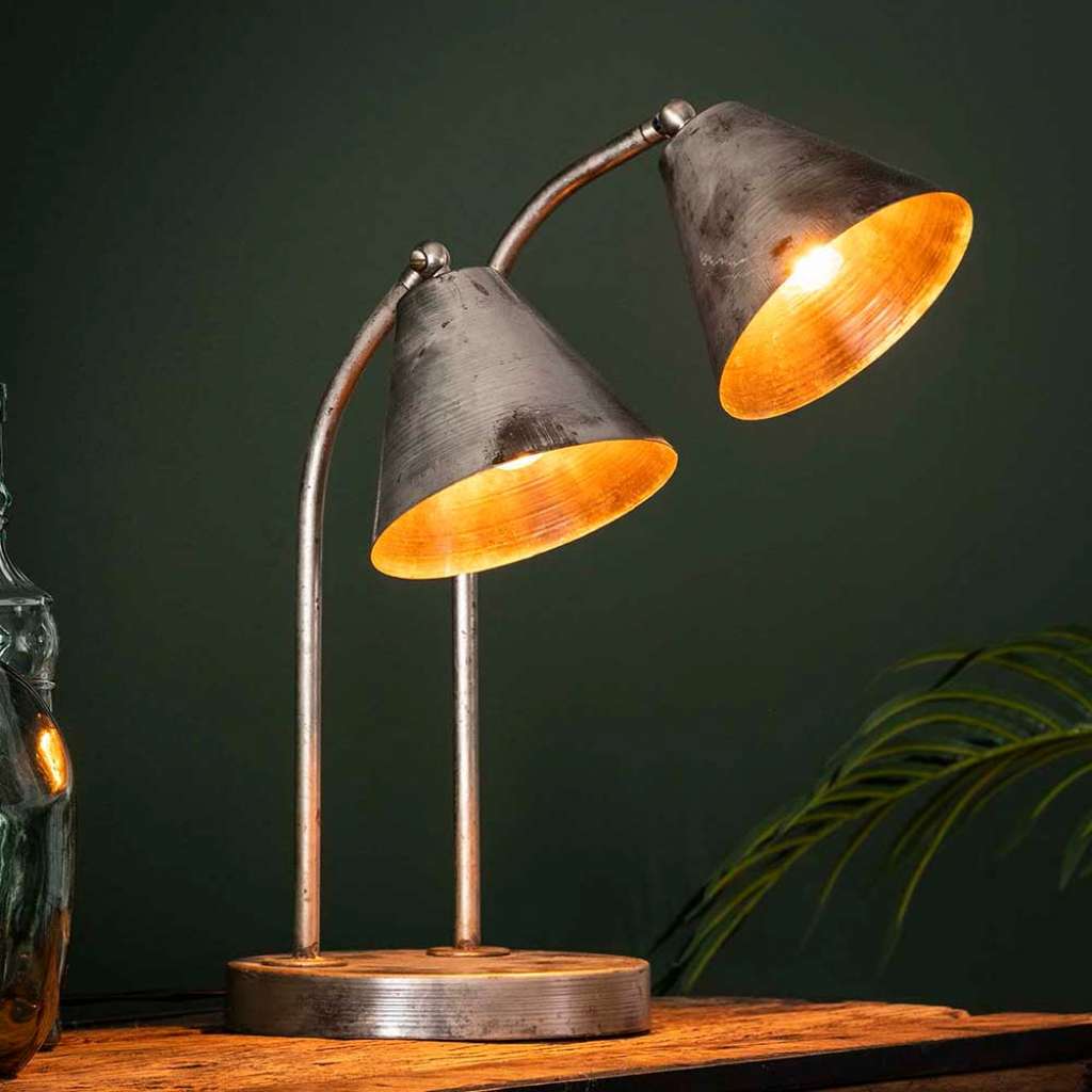 Tischlampe in Altsilberfarben Metall
