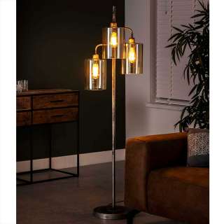 Design Stehleuchte in Altsilberfarben Glas und Metall