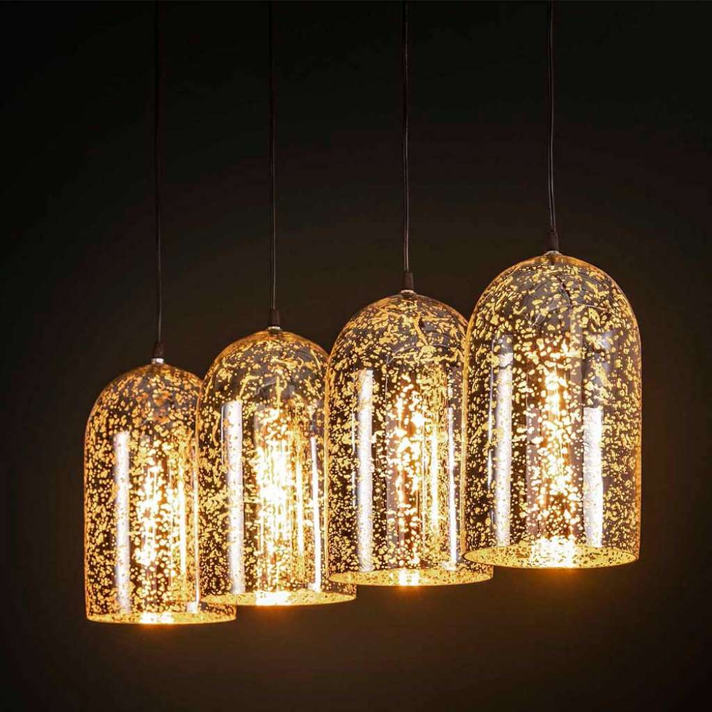 Hängeleuchte in Goldfarben Glas