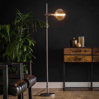 Industry Stehlampe in Altsilberfarben Metall