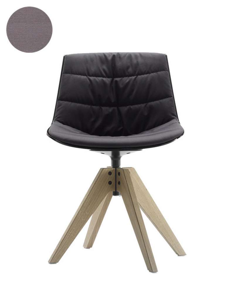 MDF Italia - Flow VN Drehstuhl gepolstert - Manila 254 aubergine - Schale weiß - Gestell Bleicheiche - indoor