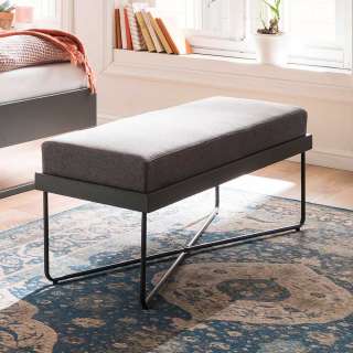 Bettbank in Grau Webstoff 120 cm breit