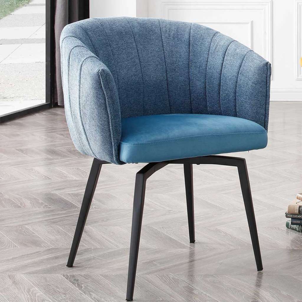 Armlehnenstuhl in Blau Samt drehbar