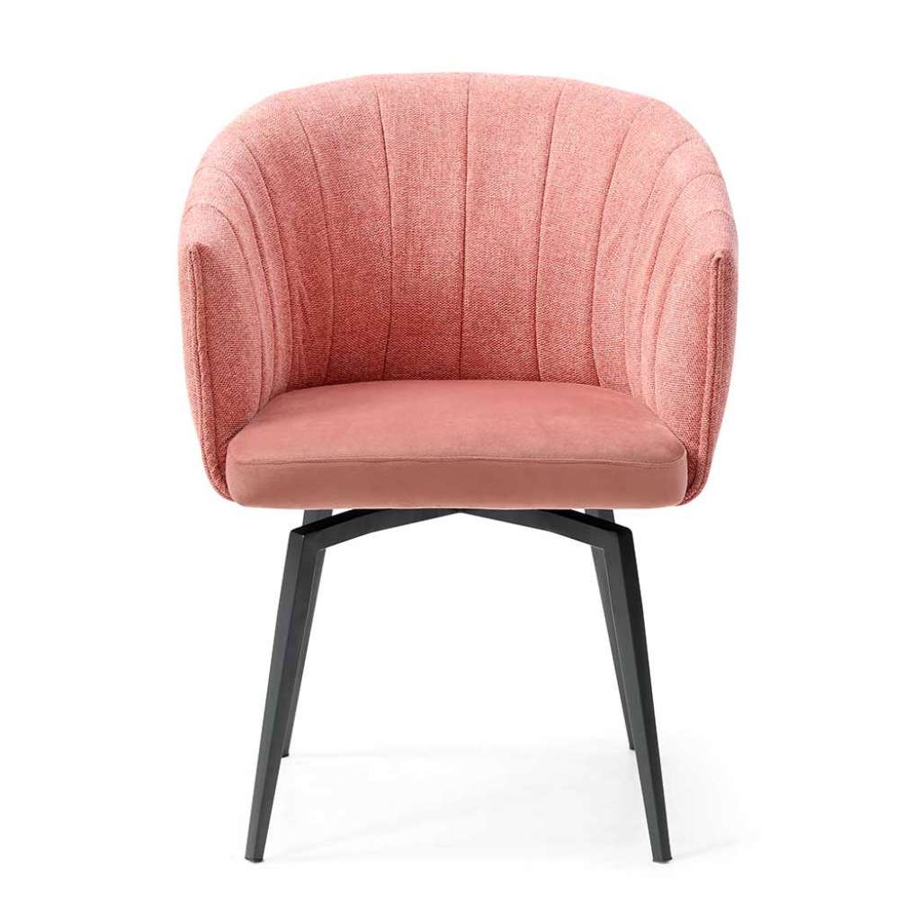 Retro Polsterstuhl in Rosa Samt drehbar