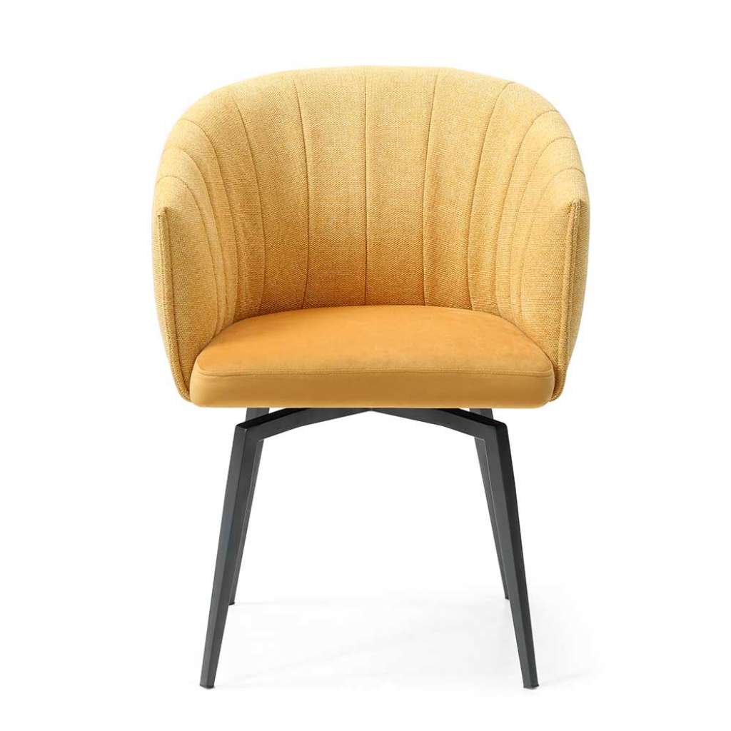 Esszimmer Polsterstuhl in Gelb Samt drehbar