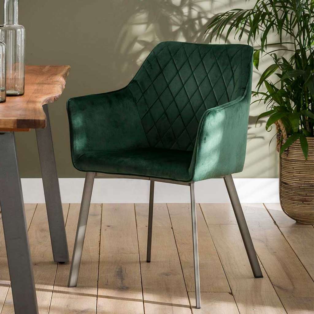 Armstühle in Grün Samt modern (2er Set)