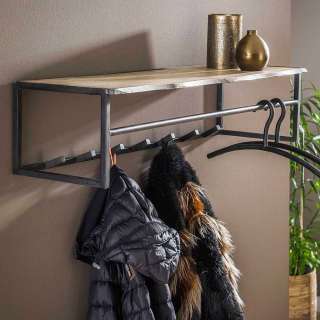 Hängegarderobe in Akazie Grey Wash massiv Metall