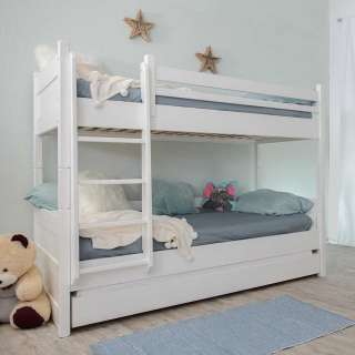 Kinder Etagenbett in Weiß Bettkasten