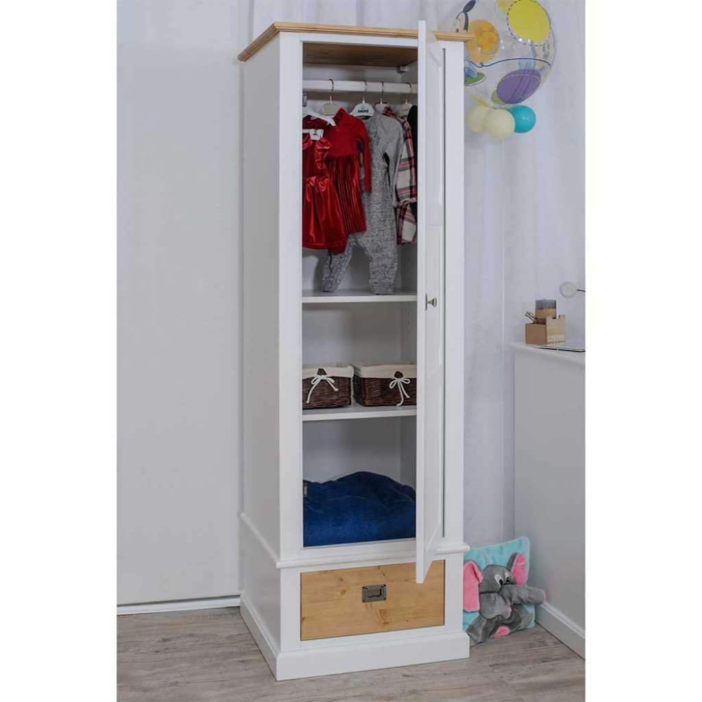 1 türiger Schrank in Weiß und Eichefarben Skandi Design