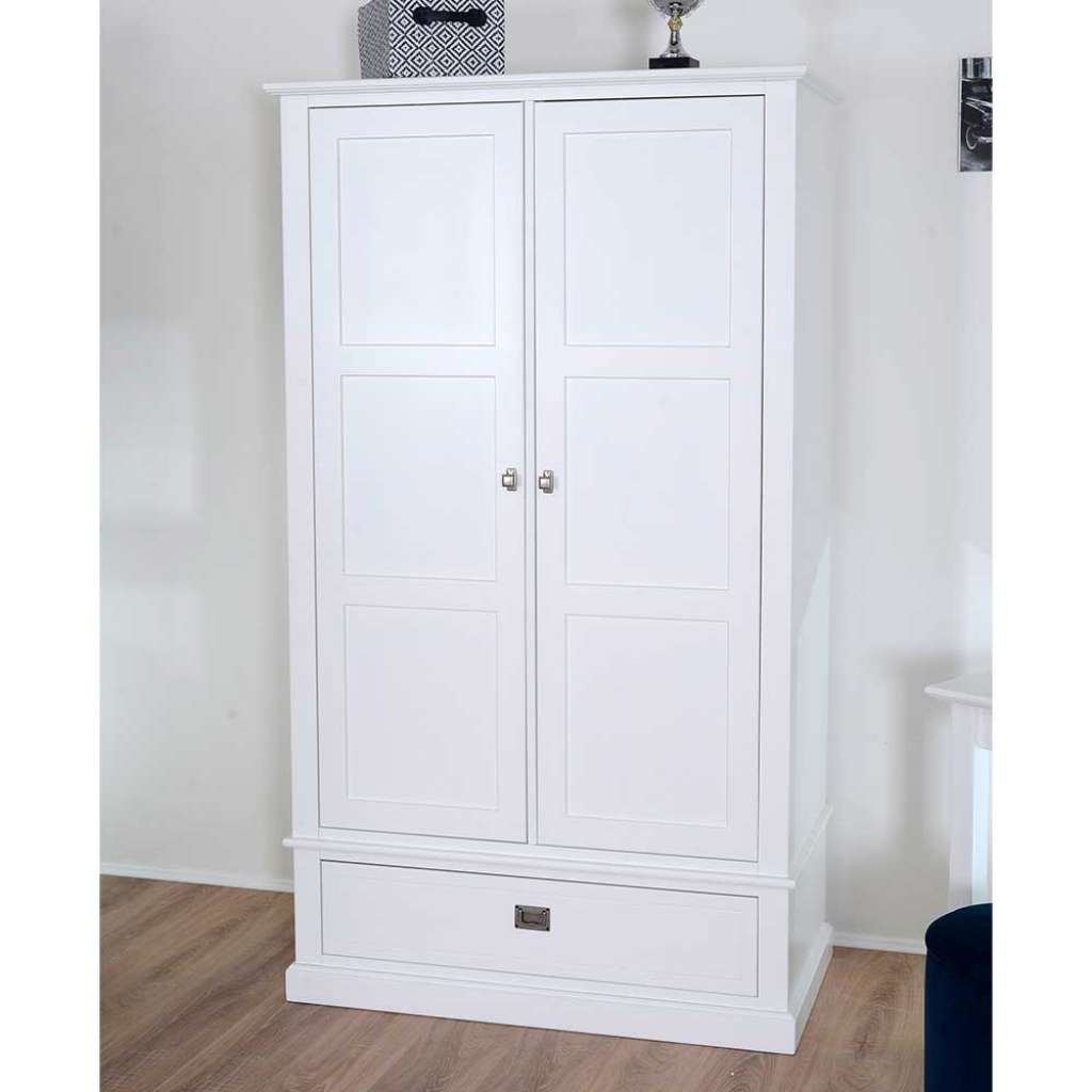 Drehtürenschrank in Weiß Buche teilmassiv Skandi Design