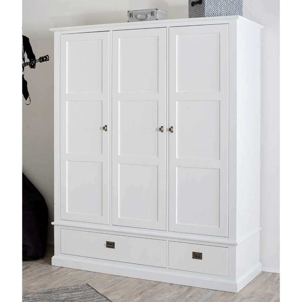 Holzkleiderschrank in Weiß Buche teilmassiv Skandi Design