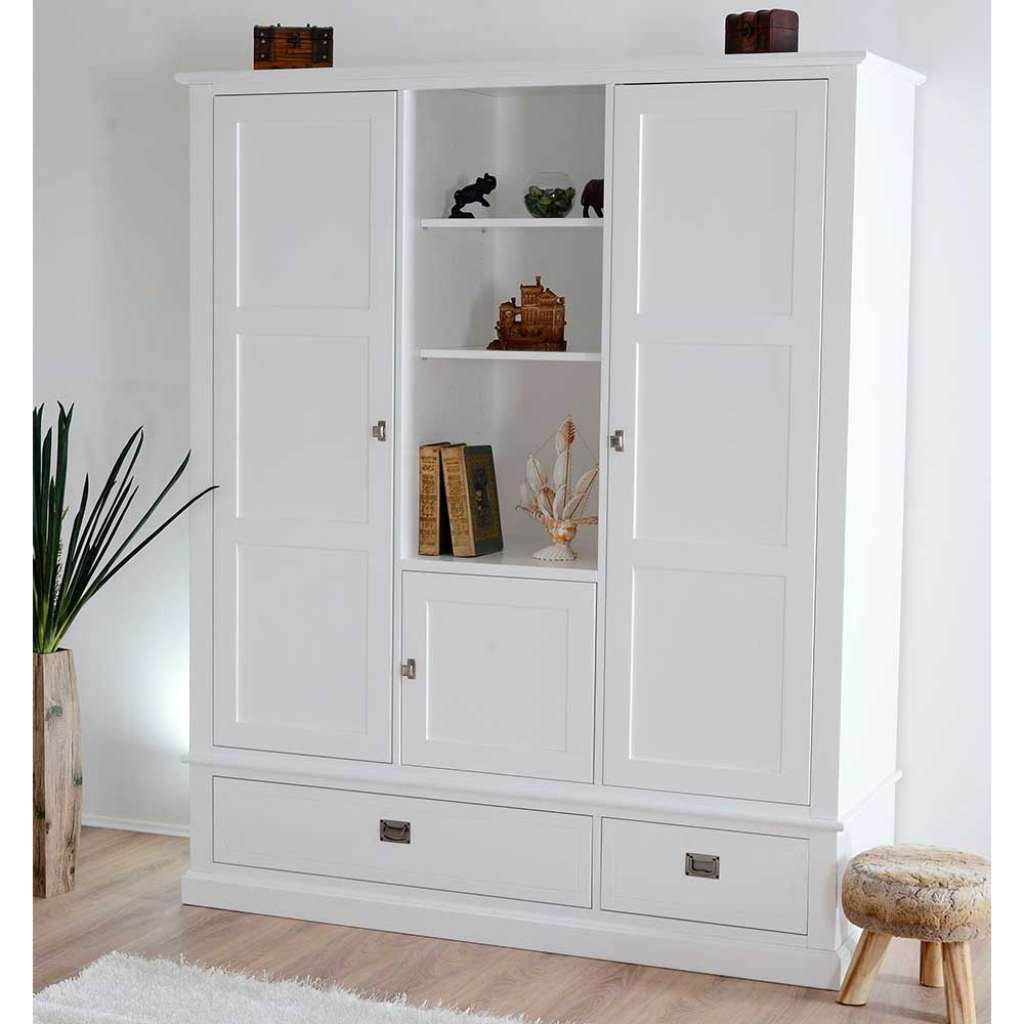 Schlafzimmerschrank in Weiß Buche teilmassiv Skandi Design