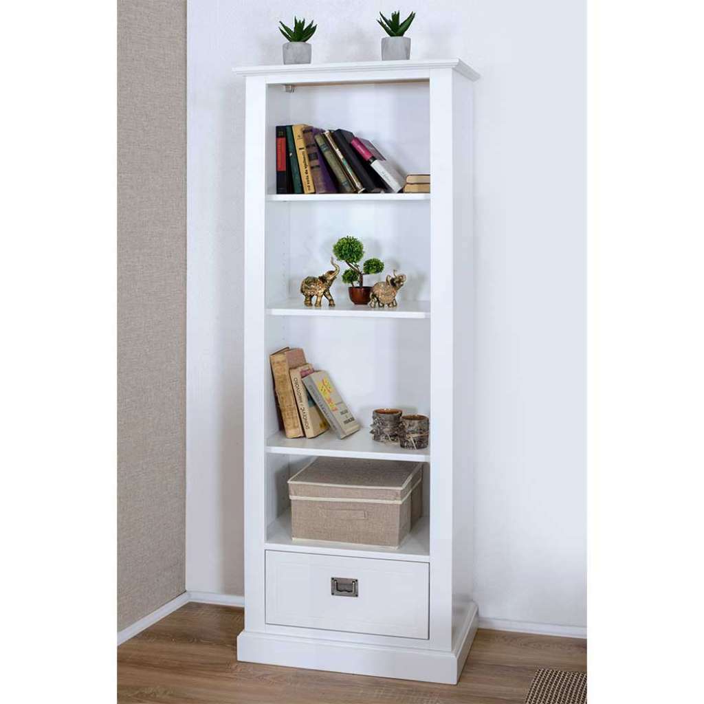 Standregal in Weiß Buche teilmassiv 165 cm hoch