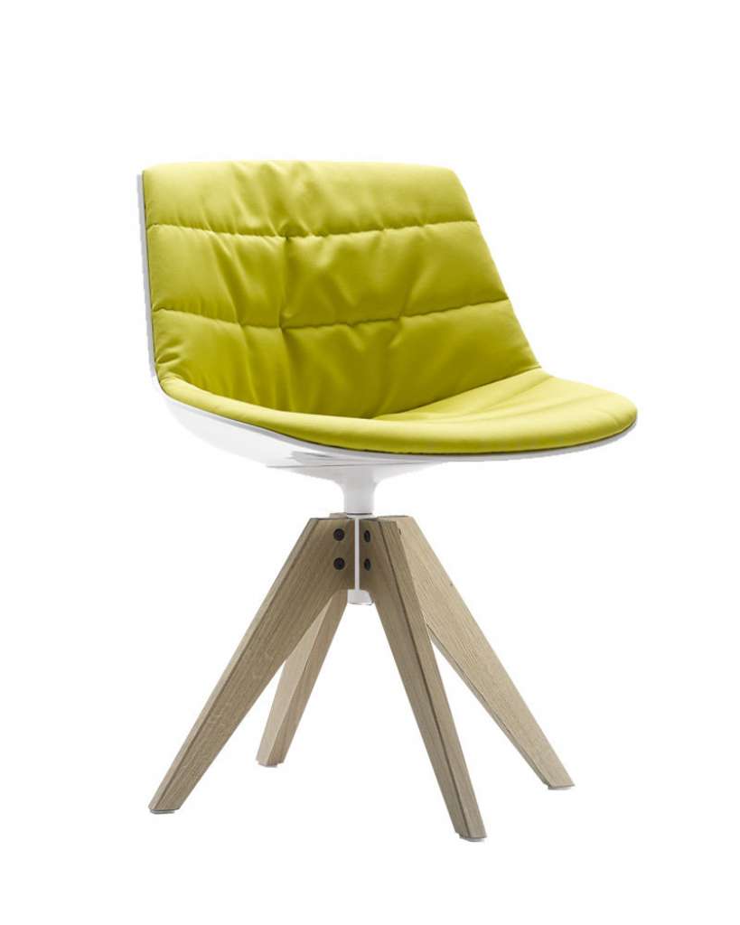 MDF Italia - Flow VN Drehstuhl gepolstert - Manila 432 limette - Schale weiß - Gestell Bleicheiche - indoor