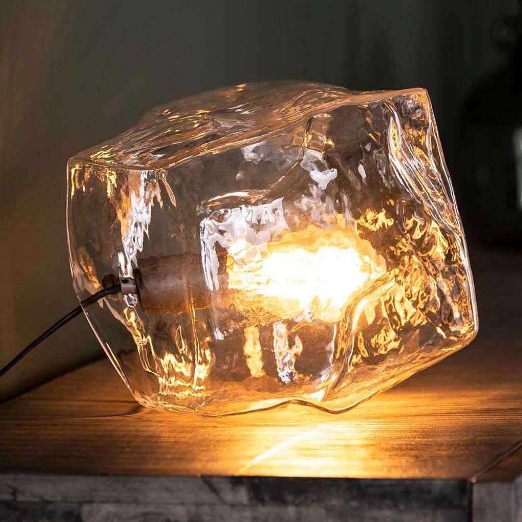 Design Tischleuchte aus Glas modern