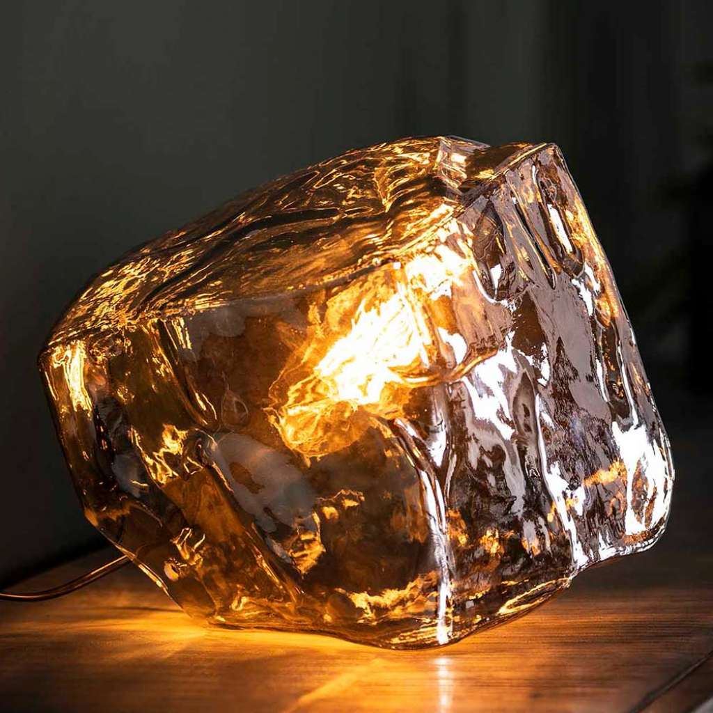 Tischleuchte aus Glas Chromfarben