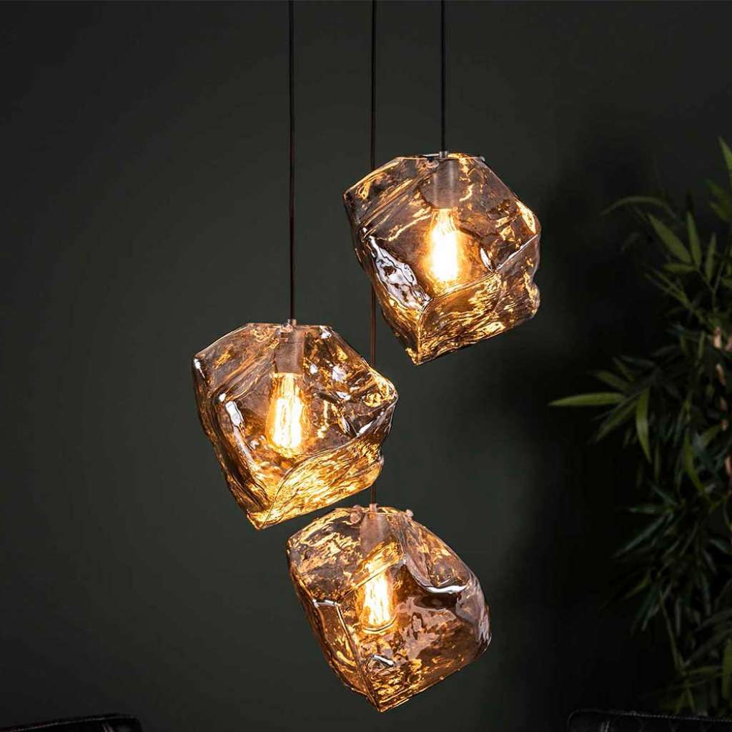 Design Pendelleuchte in Chromfarben Glas