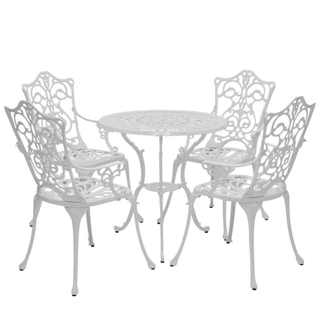 Terrassensitzgruppe in Weiß Vintage Design (5-teilig)