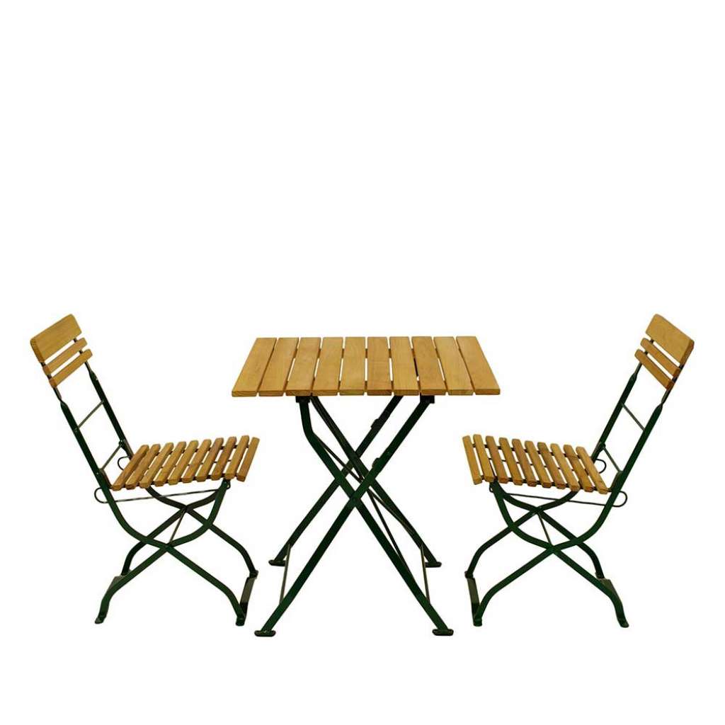 Balkonmöbel Set aus Robinie Massivholz und Stahl klappbar (3-teilig)