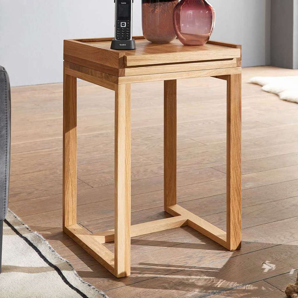 Couch Beistelltisch aus Wildeiche Massivholz 40 cm breit