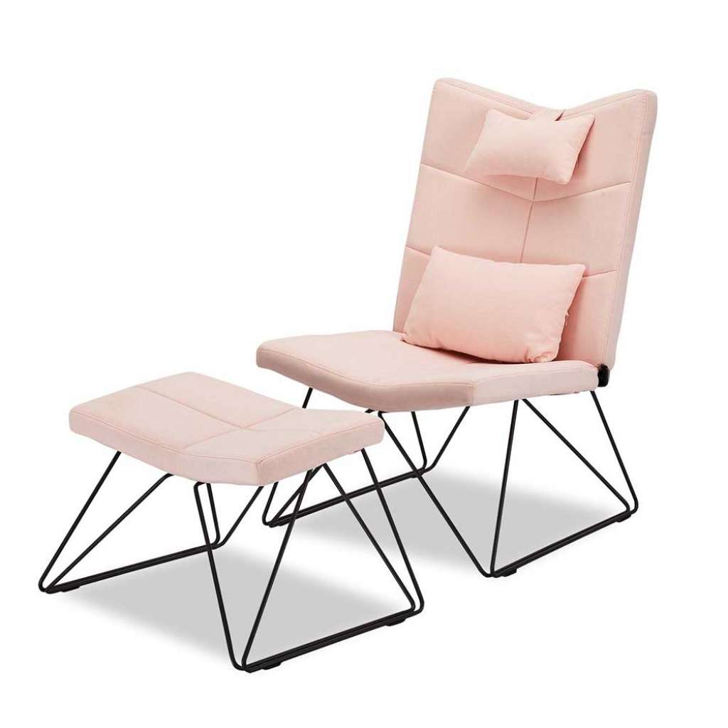 Design Polstersessel in Rosa Webstoff Fußhocker (2-teilig)