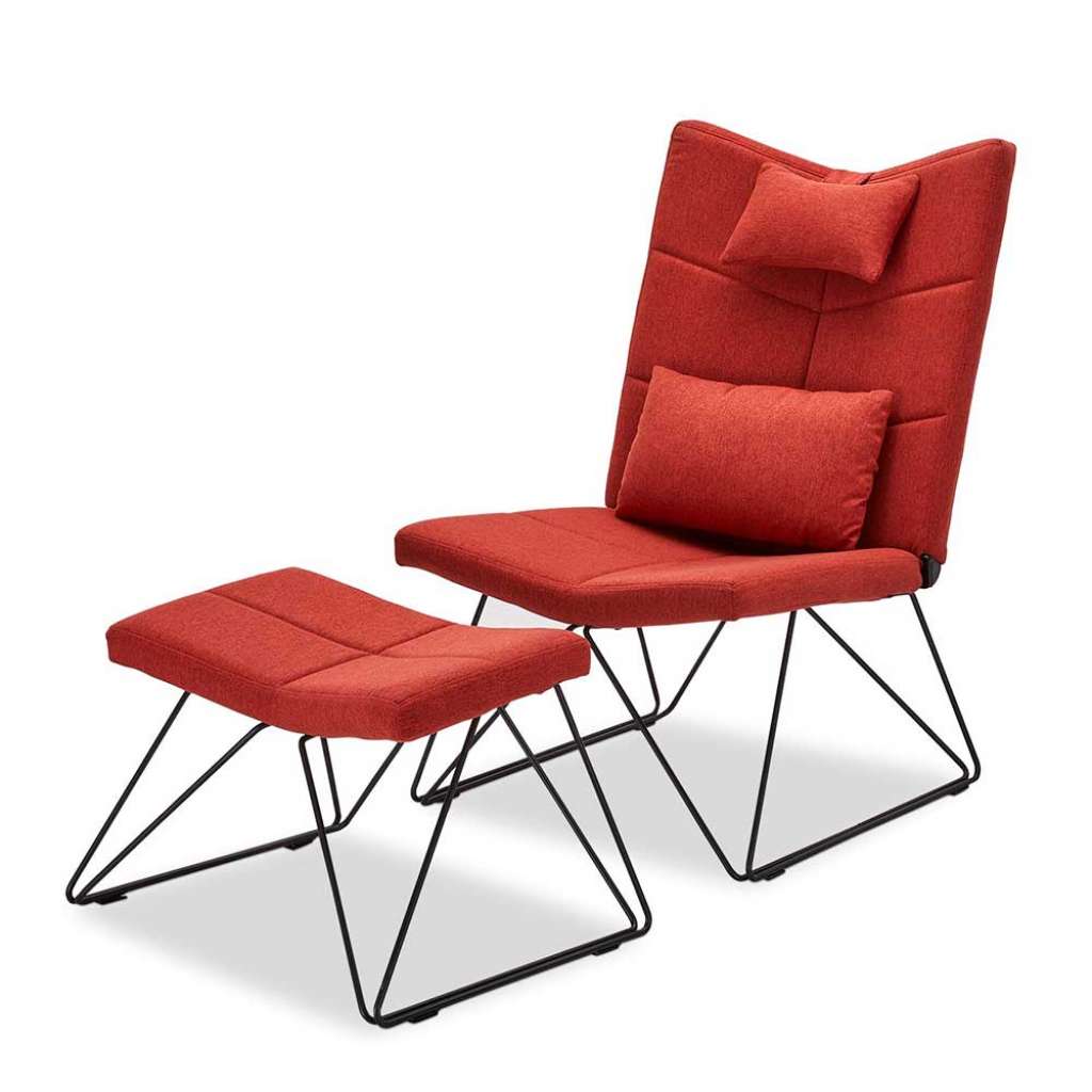 TV Sessel im Skandi Design Rot Webstoff (2-teilig)