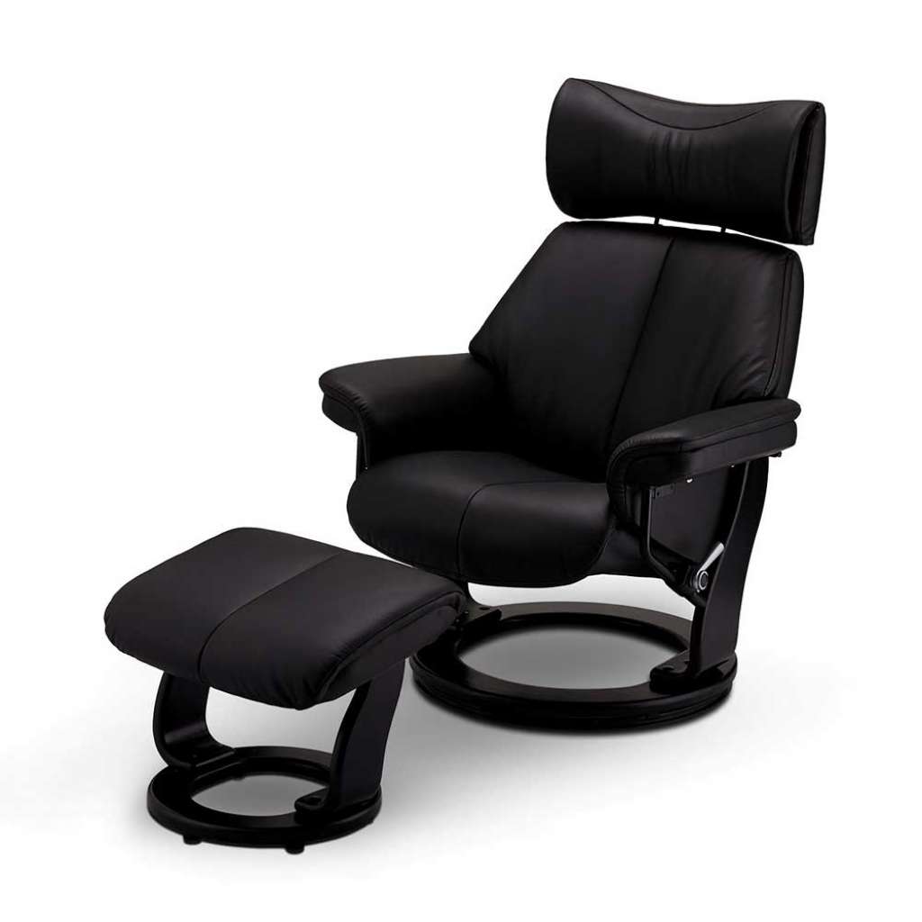 Relaxfernsehsessel mit Fußhocker Schwarz Echtleder (2-teilig)