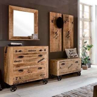 Garderobenset im Loft Design Mangobaum Recyclingholz (5-teilig)
