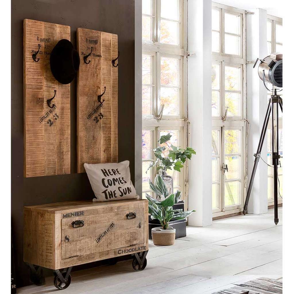 Flurgardarobe aus Mangobaum Recyclingholz Loft Design (3-teilig)