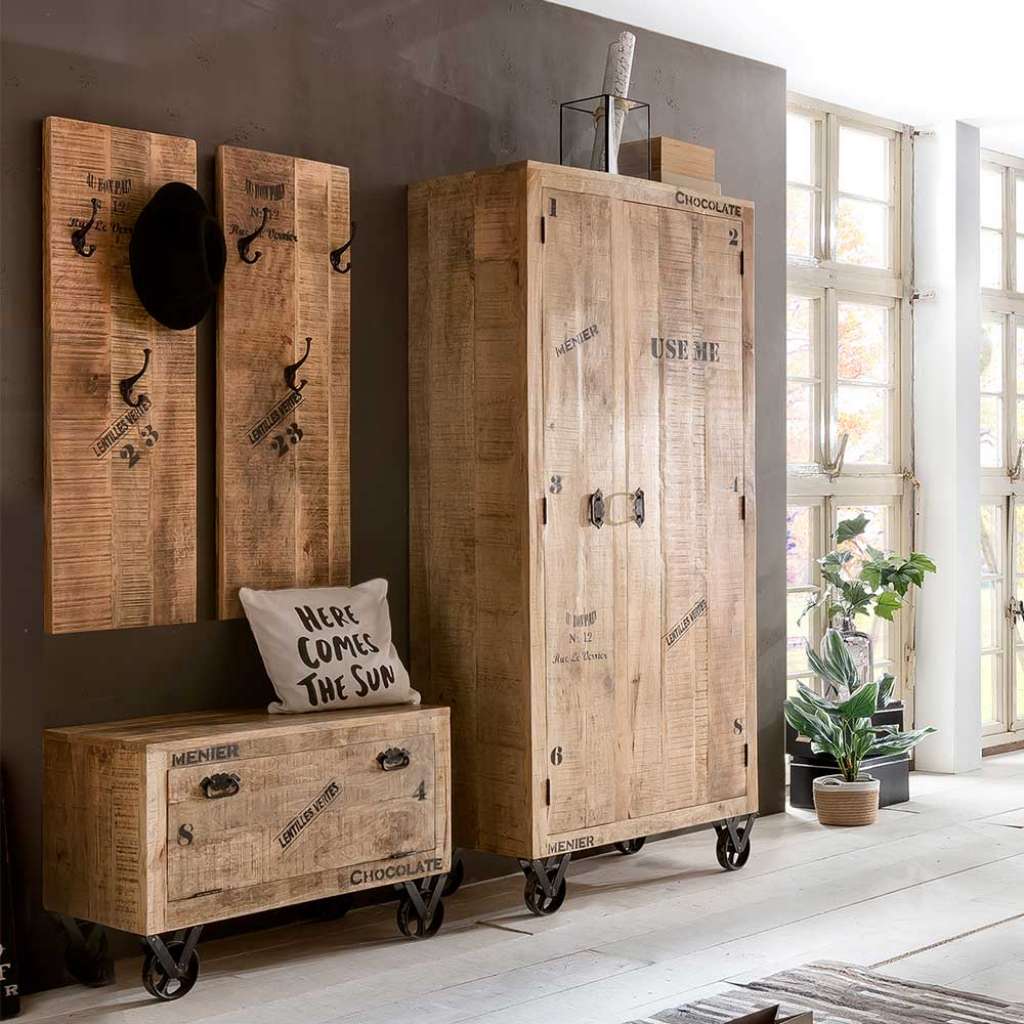 Flurmöbel Set aus Mangobaum Recyclingholz Loft Design (4-teilig)