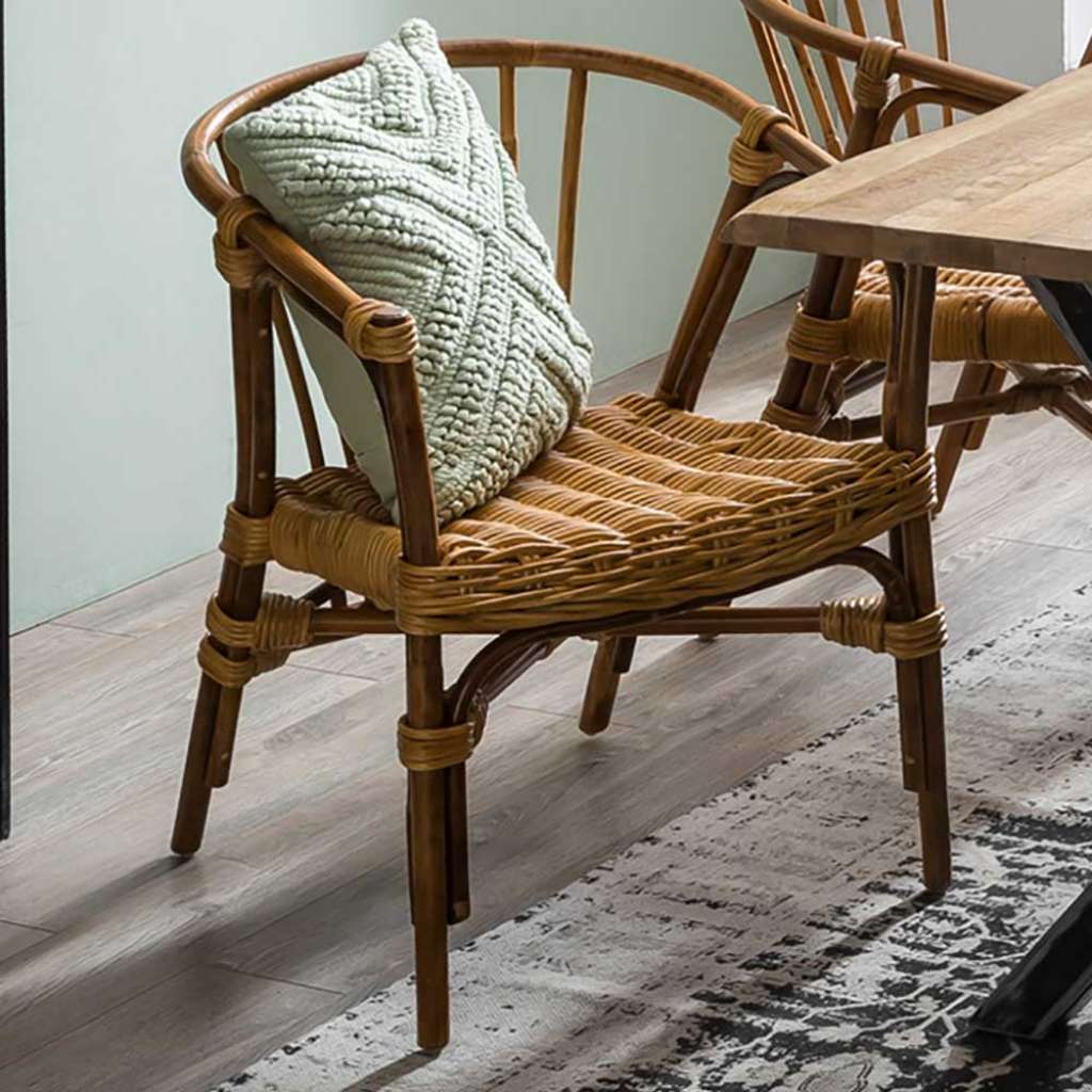 Armlehnenstühle aus Teak Recyclingholz Rattan