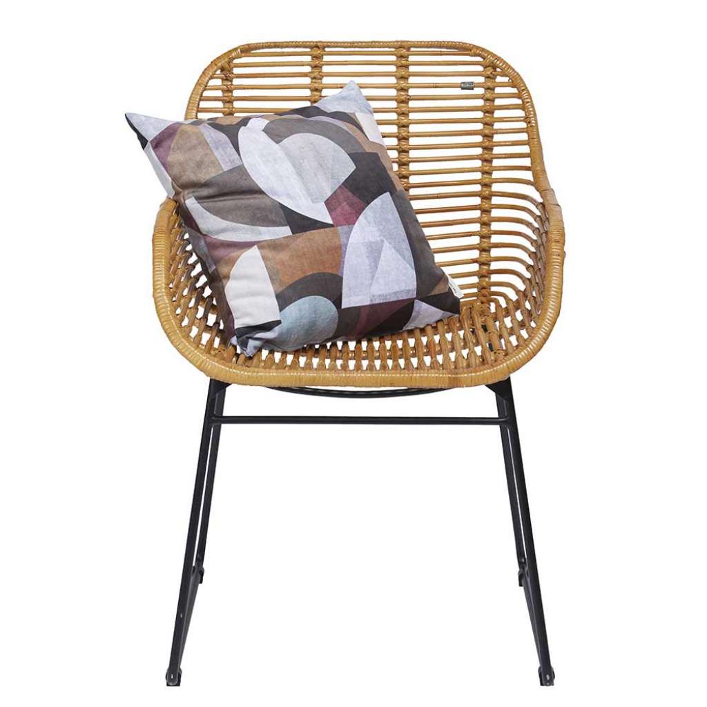 Flechtstühle in Beige und Schwarz Retrostil (2er Set)