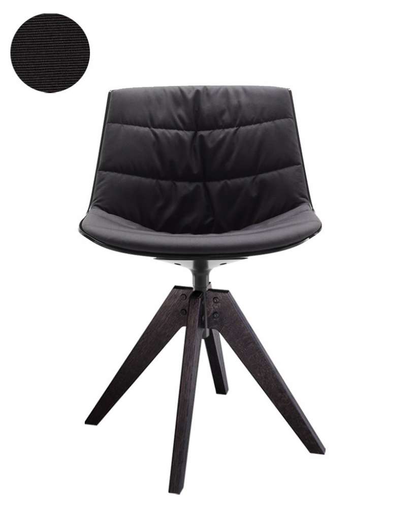 MDF Italia - Flow VN Drehstuhl gepolstert - Manila 662 anthrazit - Schale weiß - Gestell Brauneiche - indoor