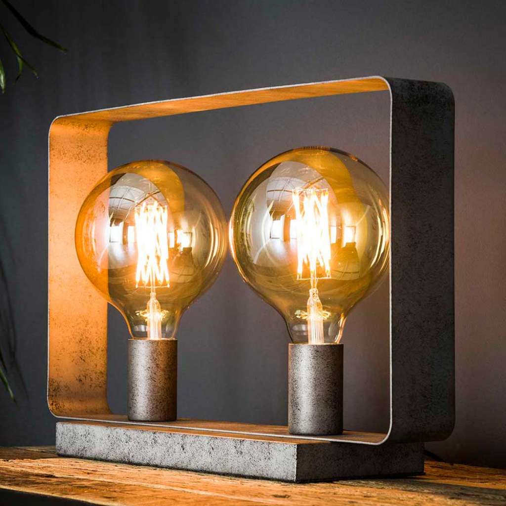 Design Tischleuchte im Loft Style Altsilberfarben