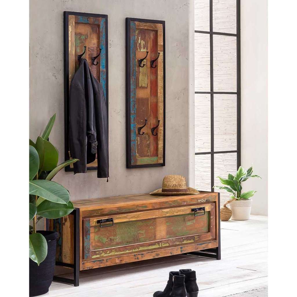 Shabby Chic Flurmöbel Set in Bunt Recyclingholz (3-teilig)